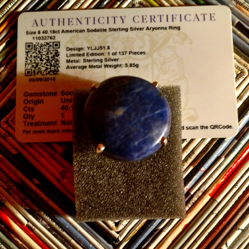 40 ct American Sodalite in sterling silver ring
